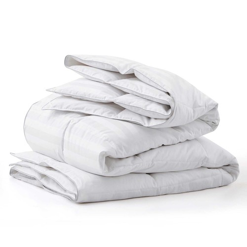 Down Alternative Premium Comforter & Sets 1000 TC White Stripes Select Item - Picture 8 of 12