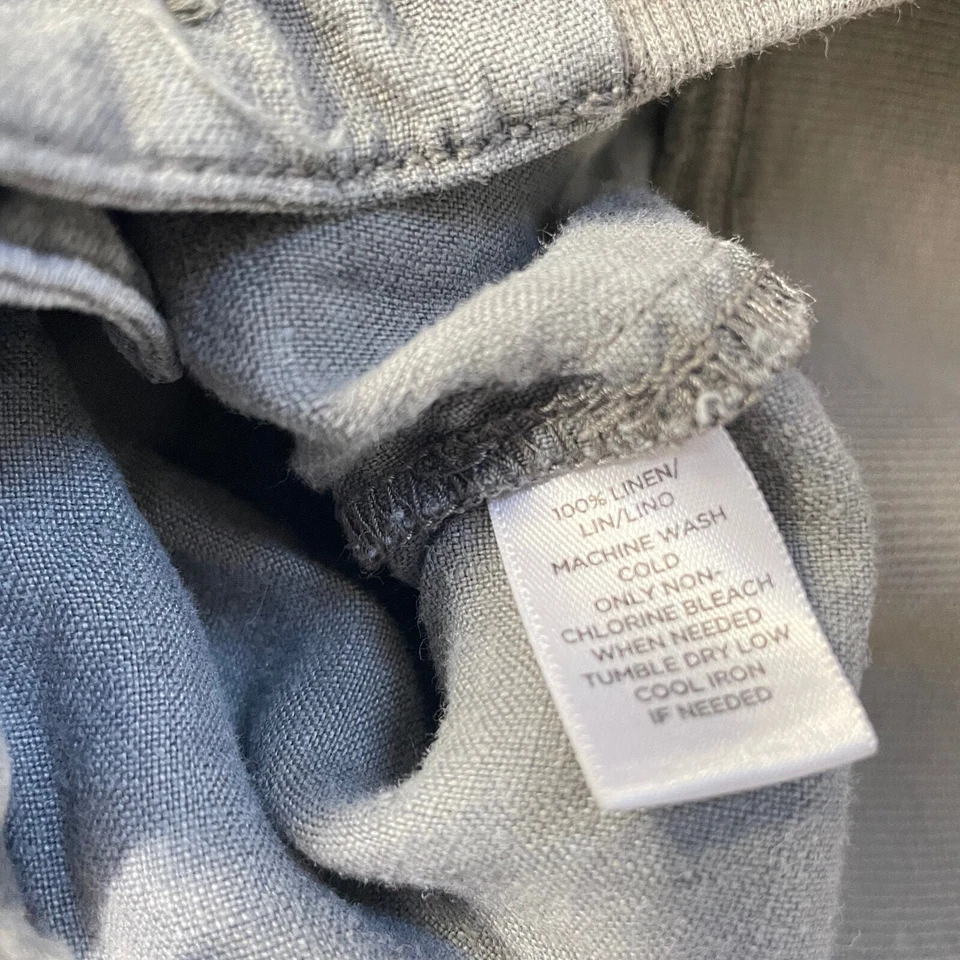 Pantalones Cortos Lou & Grey 100% Lino Corbata Cintura Pull On Gris Puños Viaje LOFT Foto 3 de 4