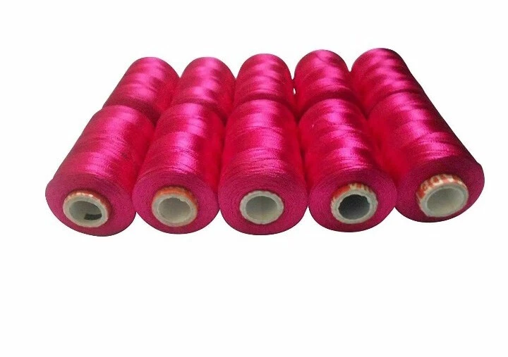 Pack of 10 Spools - Shiny Viscose Rayon Yarn Thread (Pink) - Image 2 of 3