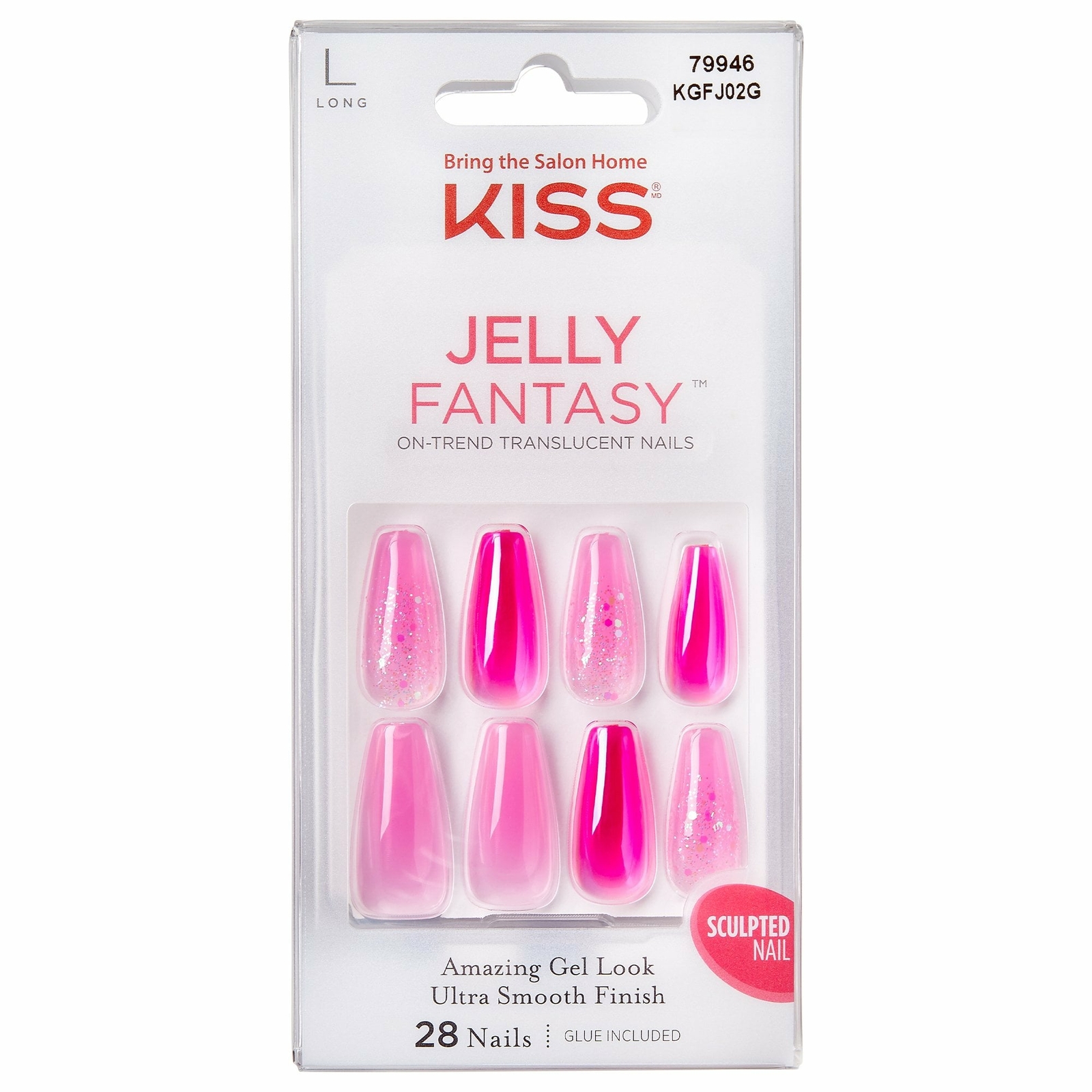 Kiss Inc Gel Fantasy Jelly False Nails - Jelly Baby (28 Nails & Adhesive 2g)