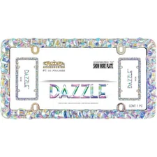 Iridescent Glass Gem License Plate Frame Custom Car Accessories Dazzle Design