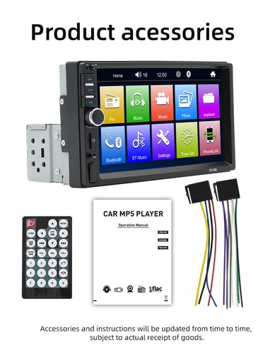 7" Double 2DIN Touch Screen Car Stereo FM MP5 Player Bluetooth Radio USB AUX - Picture 15 of 15