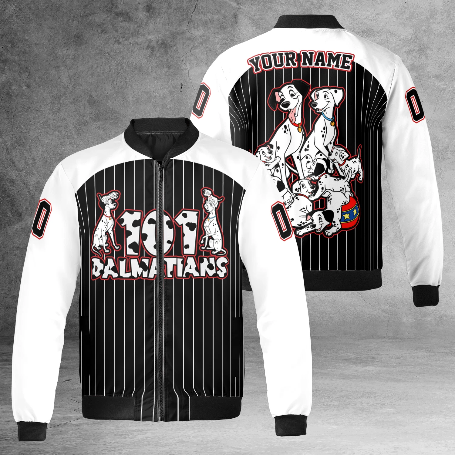 Personalized Beautiful 101 Dalmatians Dogs Black And White Jacket
