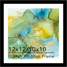 Wood 12X12 Frame Black with 10X10 Mat, for 30 X 30Cm Diamond Art Painting, Displ