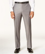  200 Kenneth Cole 29w X 32l Men'S Gray Slim Fit Flat Front Suit Dress Pants