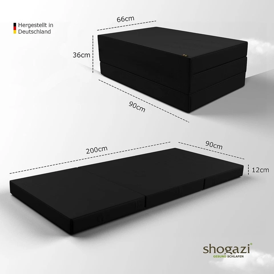 Klappmatratze 90x200, Faltmatratze TRAVEL anthrazit - VERGLEICHSSIEGER ! - Bild 2 von 4