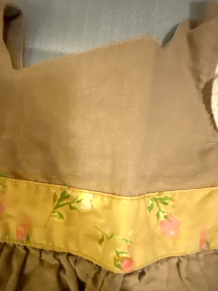 Vestido Matilda Jane Niñas 2 Marrón Ric Rac Rosa Rosas Volantes Manga Corta Foto 3 de 4