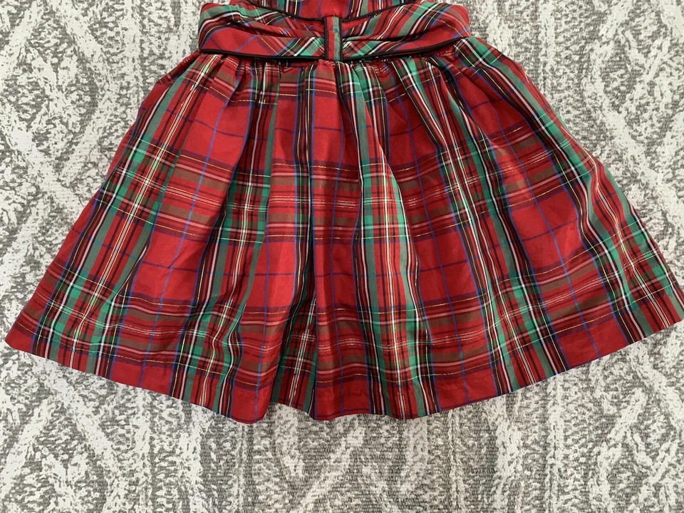 Vestido de Navidad a Cuadros Rojo para Niñas Wonder Forrado con Tafetán Dorado 18 Meses Foto 3 de 4