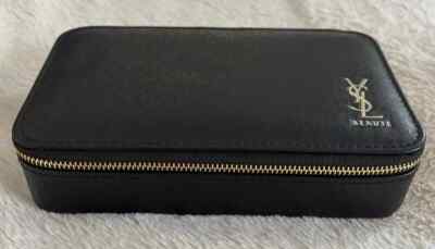 YSL Beauty Black Faux Patent Leather Makeup Cosmetic Case Bag Box
