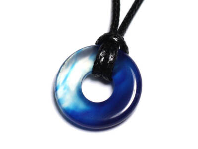 Collier Pendentif En Agate Rose Donut - Diamètre 20mm - Fait Main En France - Neuf