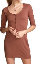 RVCA Women's TWISTER RIB Dress - NUT - Medium - NWT