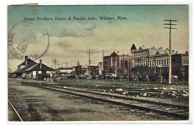 Willmar Minnesota Great Northern Depot & Pacific Ave 1908 SVEA & TRIUMPH DPO's