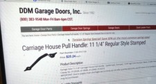 Garage Door Pull Handle Black Hardware 11 1/4  New In Package