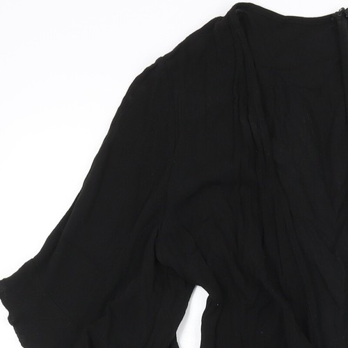 Missguided Womens Black Polyester Playsuit One-Piece Size 6 Zip - Tie Detail - Picture 6 of 10