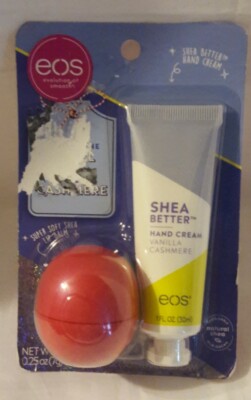 EOS Lip Balm & Hand Cream - Candy Cane Swirl / Vanilla Cashmere - New