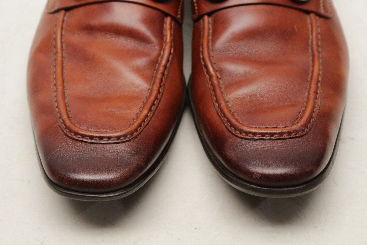 Magnanni Mens Horse Bit Loafers 8 M Brown Patina Leather  display picture 1