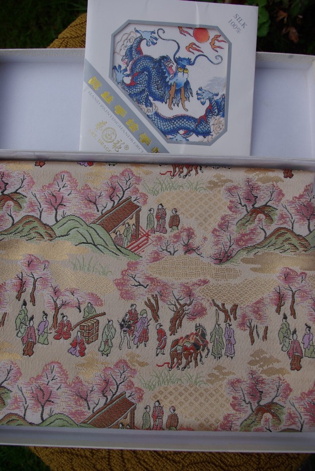 Vintage hand embroidered silk Panel Chinese, in box eBay