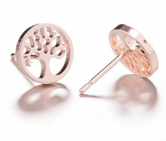 Rose Gold Tree of life Stud Earrings - Kurate