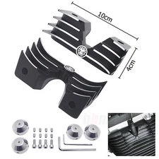 Black Bridge Spark Plug Head Bolt Cover Finned Style SR Cut For 04+ Sportster XL