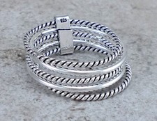 EXOTIC 925 STERLING SILVER 5 BAND STACKED RING size 5 style r2413