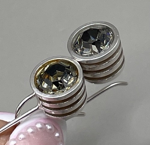 Patricia Locke Women’s Earrings Pierced Silver Plated Gray Swarovski Crystals - Picture 7 of 9