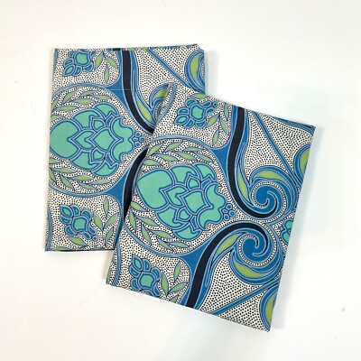 Two Pottery Barn Caesarea Organic Cotton Blue Green Moroccan Tile Standard Shams