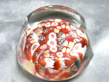 🇫🇷 BOULE SULFURE CRISTAL A FACETTE PRESSE PAPIER MILLEFIORI