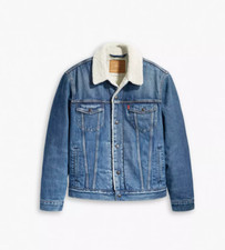 Levi's Men's Size Medium Type III Sherpa Denim Trucker Jacket Fable Medium Wash