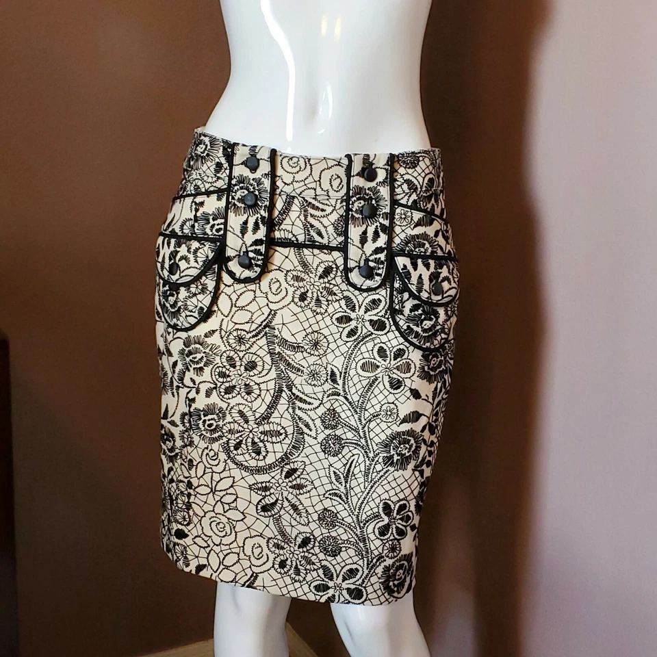 Falda ETCETERA mezcla lana crudo y negro talla 2