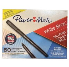 Paper Mate Ballpoint Pens, Write Bros. Black Ink Pens, Medium Point 1.0mm , 60