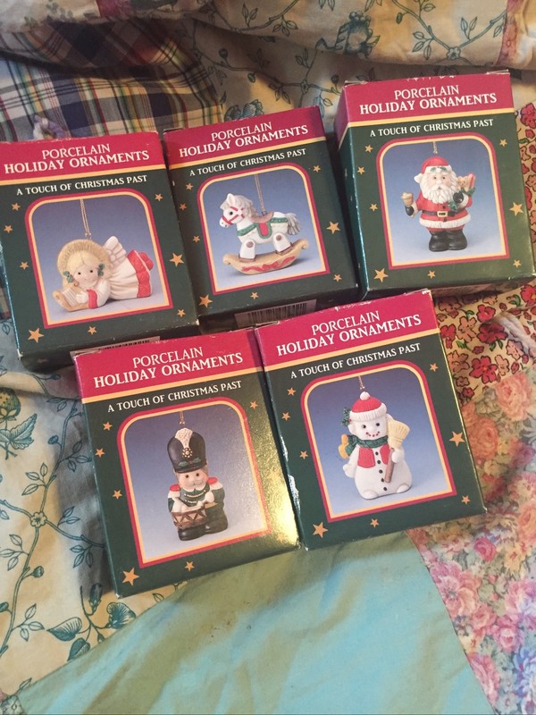 Porcelan Holiday Ornaments a touch of christmas past set of 5