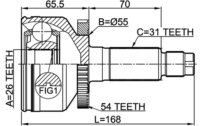 Outer Cv Joint 26X55X31 Febest 2210 CARA54 OEM 49591 4D250 EBay