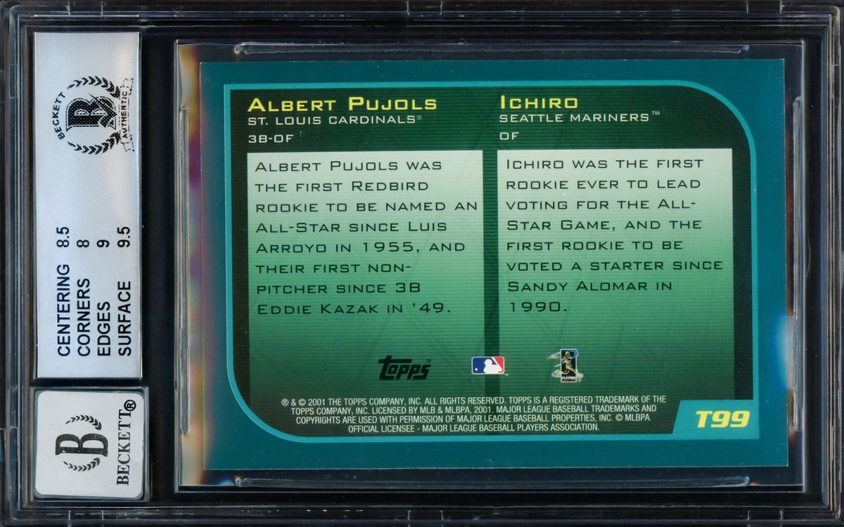 Albert Pujols & Ichiro Suzuki 2001 Topps Traded RC BGS 8.5