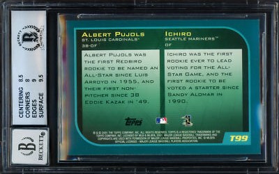 Albert Pujols & Ichiro Suzuki 2001 Topps Traded RC BGS 8.5