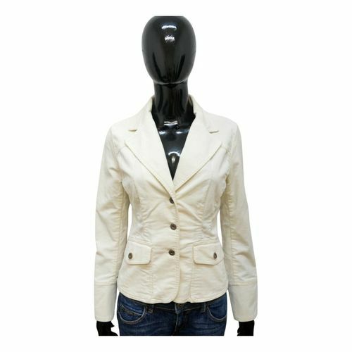TOMMY HILFIGER Donna S Giacca Bianca Costine Elastica Cappotto Blazer Usato  | eBay