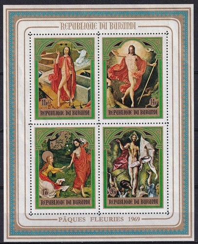Burundi 1972 Yvert 29 perf. & imperf. Pintura de Pascua MNH VF - Imagen 2 de 2