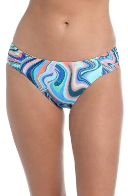 La Blanca Women Side Shirred Hipster Bikini Swim Bottom, Multi//Crystal Cove, 4
