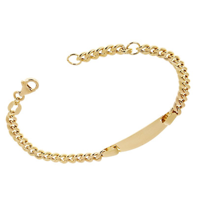 Italian 14k Yellow Gold Engravable Baby Kids ID Cuban Bracelet 5.5'' 2.6 grams