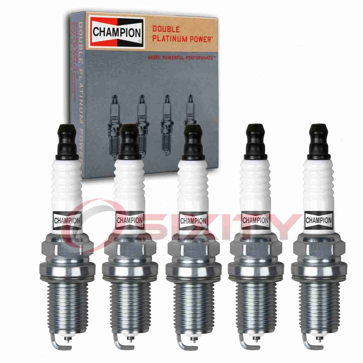 5 pc Champion Double Platinum Spark Plugs for 1991 Audi 200 Quattro 2.2L L5 dl