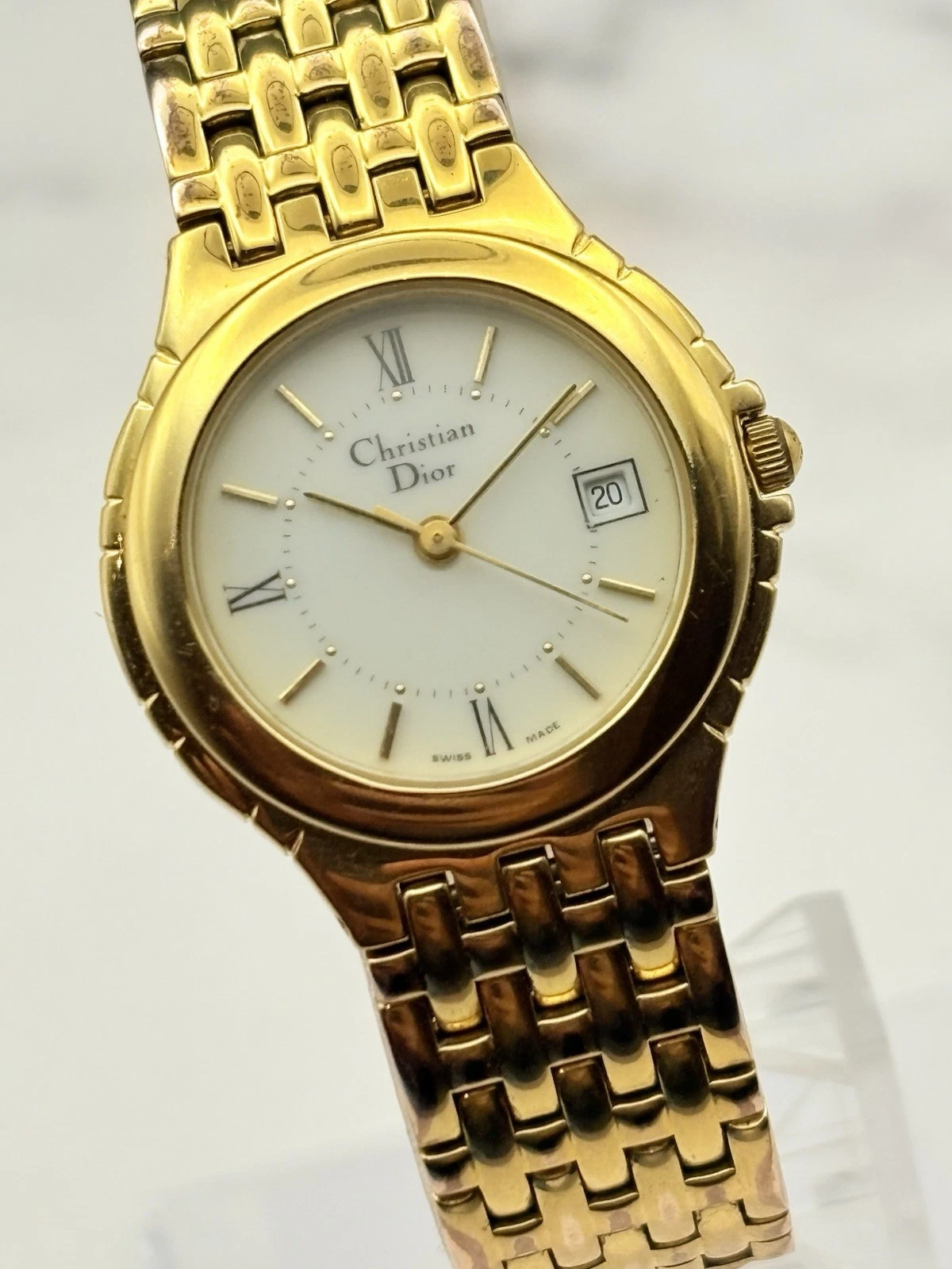 [Ecc+5] Orologio Vintage Christian Dior 3022 Quadrante Oro Bianco Donna Quarzo Giappone