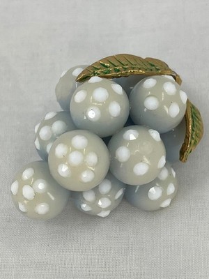 Vintage Forbidden Fruit Lucite Brooch Light Blue Grape Cluster Pin READ
