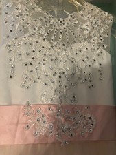 Girls White, Pink, Clear Sequins Dress Flower Girl Formal Event Size 8..