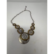 Silpada Boho Bib Sterling Silver Brass Necklace N2861 Etched Lovely .925 $199