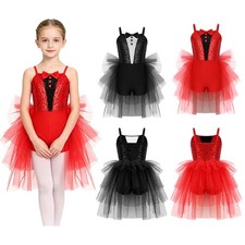 Kids Girls Bodysuit Shoulder Straps Dancewear Dance Costume Cosplay Sleeveless