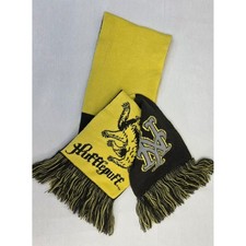 Harry Potter Hufflepuff Scarf Yellow Black Knit House Crest Winter Fringe