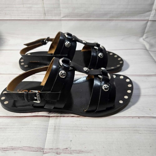 Michael Kors - Sandals Leather Gladiator Studs Strappy Buckle Black - Womens 8.5 - Picture 9 of 11