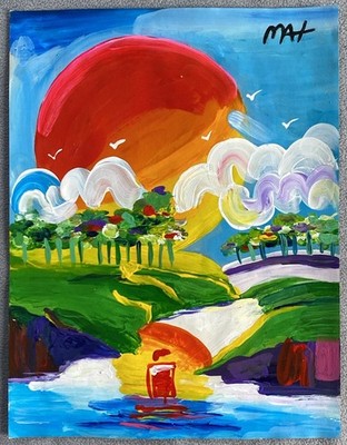 Peter Max Drawing on paper (Handmade) signed and stamped mixed media.