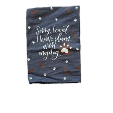 Primitives By Kathy "With My Dog" Kitchen Towel Cotton Gray NWT