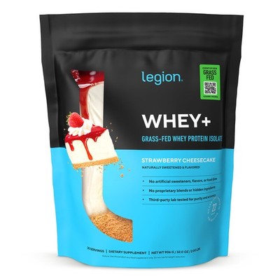 Whey Protein Isolate Powder Grass Fed 30 Servings Strawberry LEGION Cows Calorie
