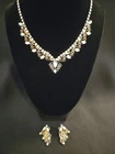 Vintage  Milk Glass Necklace And Earrings Set